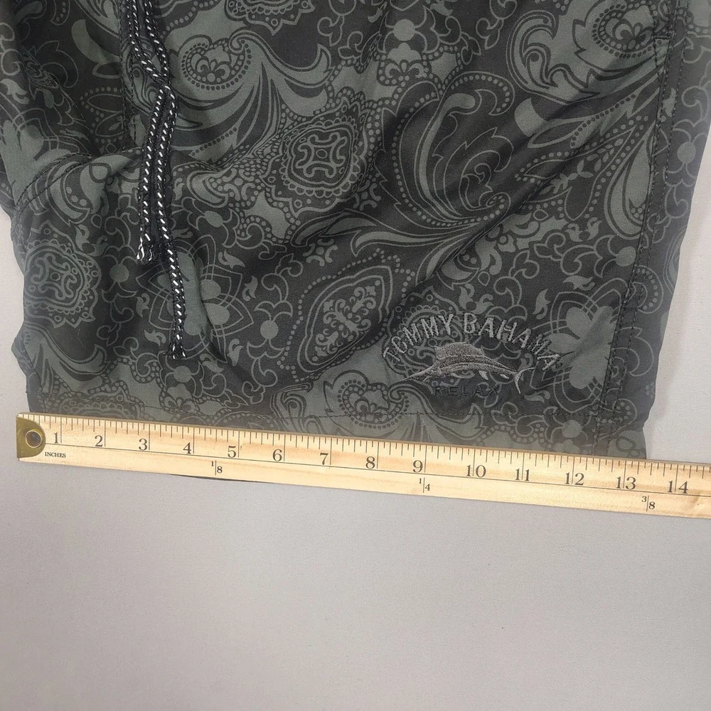 Tommy‎ Bahama Swim Trunks Mens Large Grey Tonal Paisley Pattern Polyester